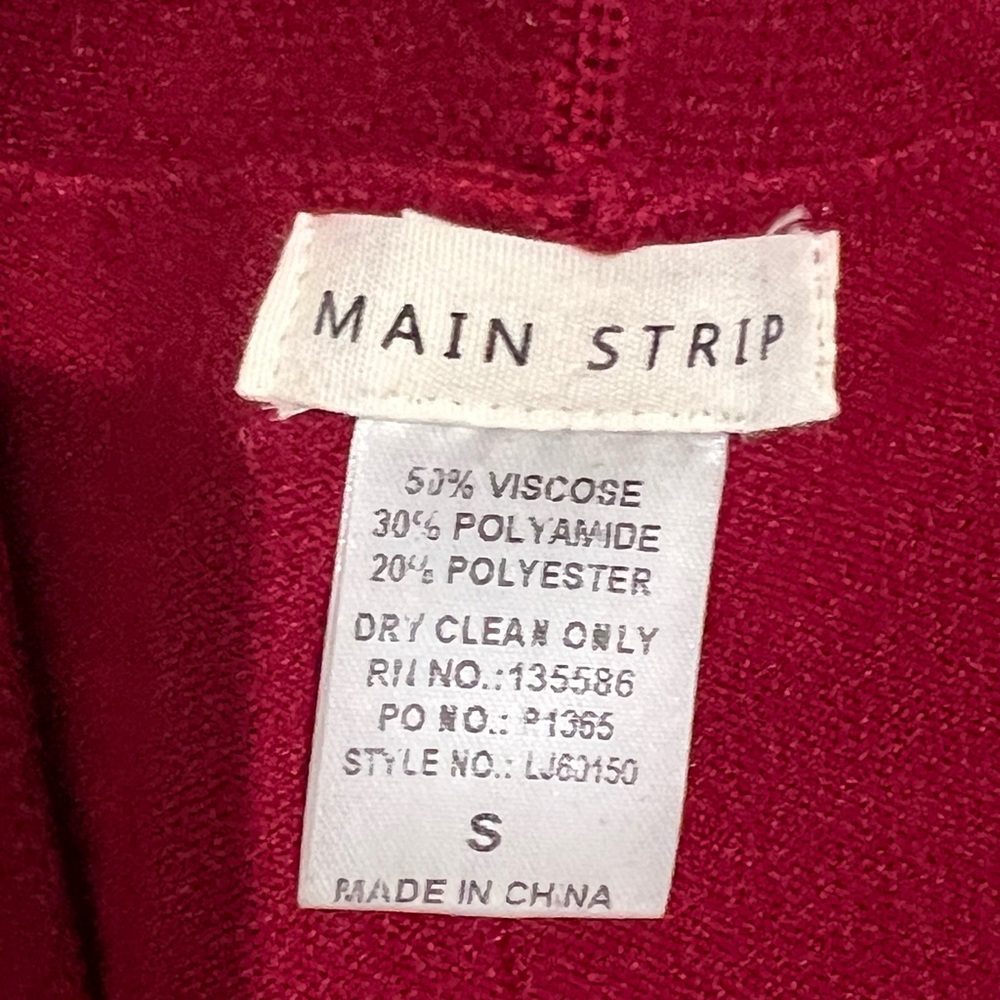 Main Strip Ruby Red Open Cardigan With Front Pockets Size Small - Picture 5 of 8